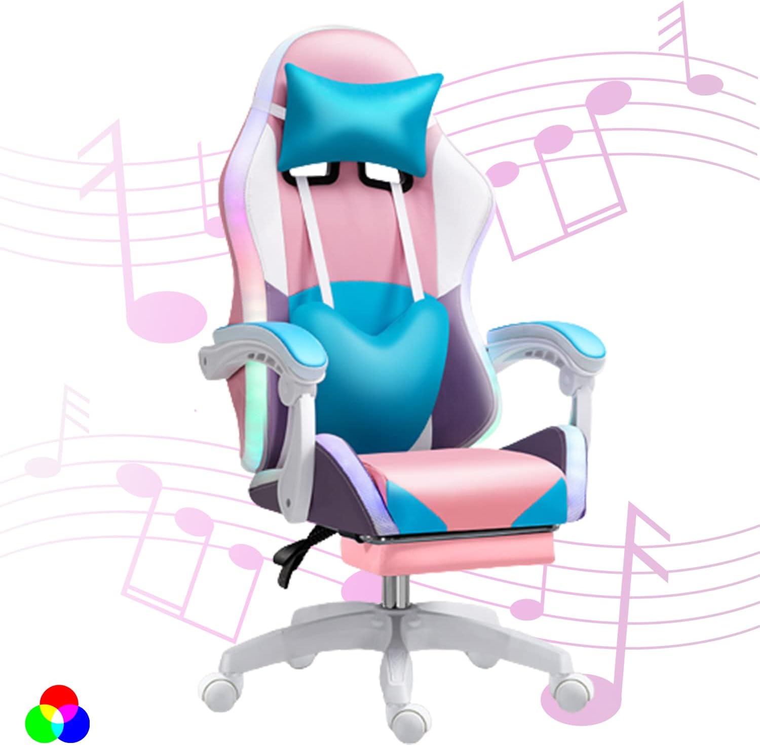 Rgb Gaming Chair - 성인용 RGB LED 게임 의자, 스피커가