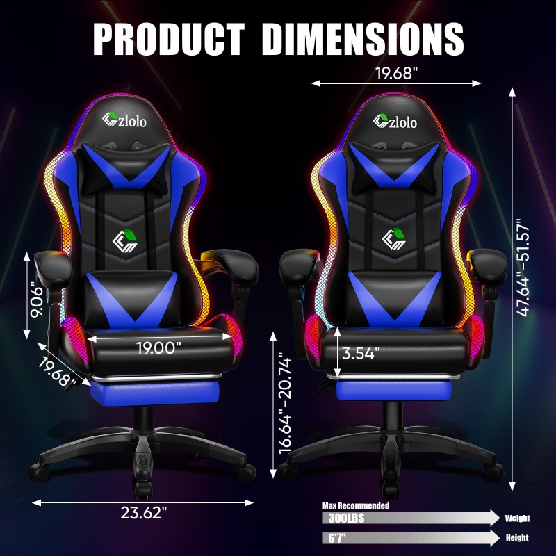 게이밍 의자, 레이싱 스타일 RGB LED 조명 게이밍 - Rgb Gaming Chair 리뷰 및 가격