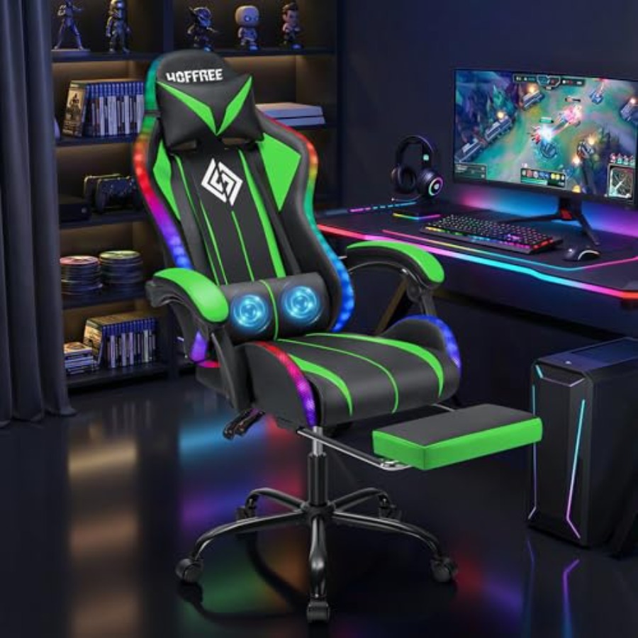 컴퓨터용 게이밍 의자, PU 가죽 소재, 녹색, 내장형 - Rgb Gaming Chair 리뷰 및 가격
