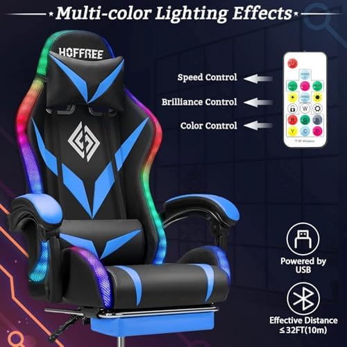 마사지 기능과 발 받침대가 있는 RGB 게이밍 의자 | - Rgb Gaming Chair 리뷰 및 가격