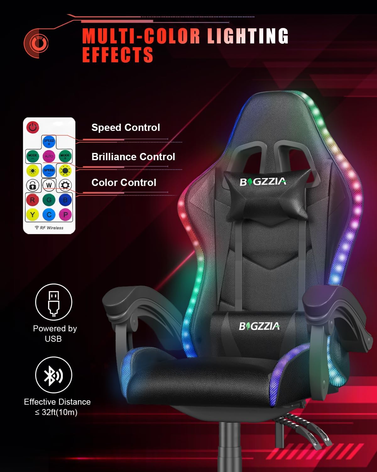 어린이 및 성인용 RGB LED 조명 게이밍 의자 (블 - Rgb Gaming Chair 리뷰 및 가격