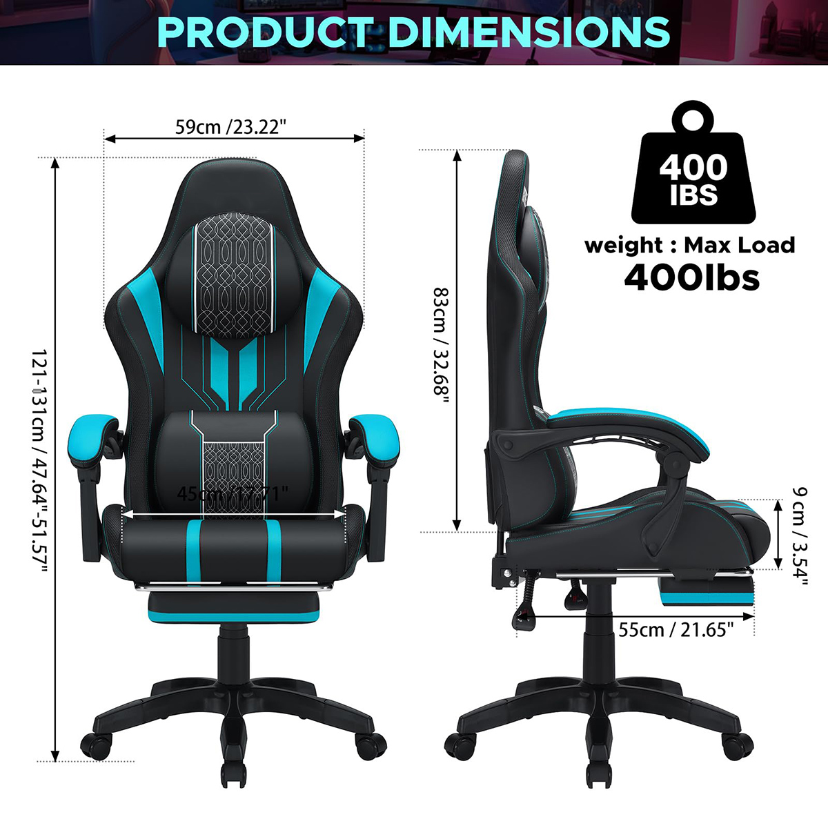 인체공학적 디자인의 PU 가죽 게이밍 의자, 허리 마사 - Rgb Gaming Chair 리뷰 및 가격