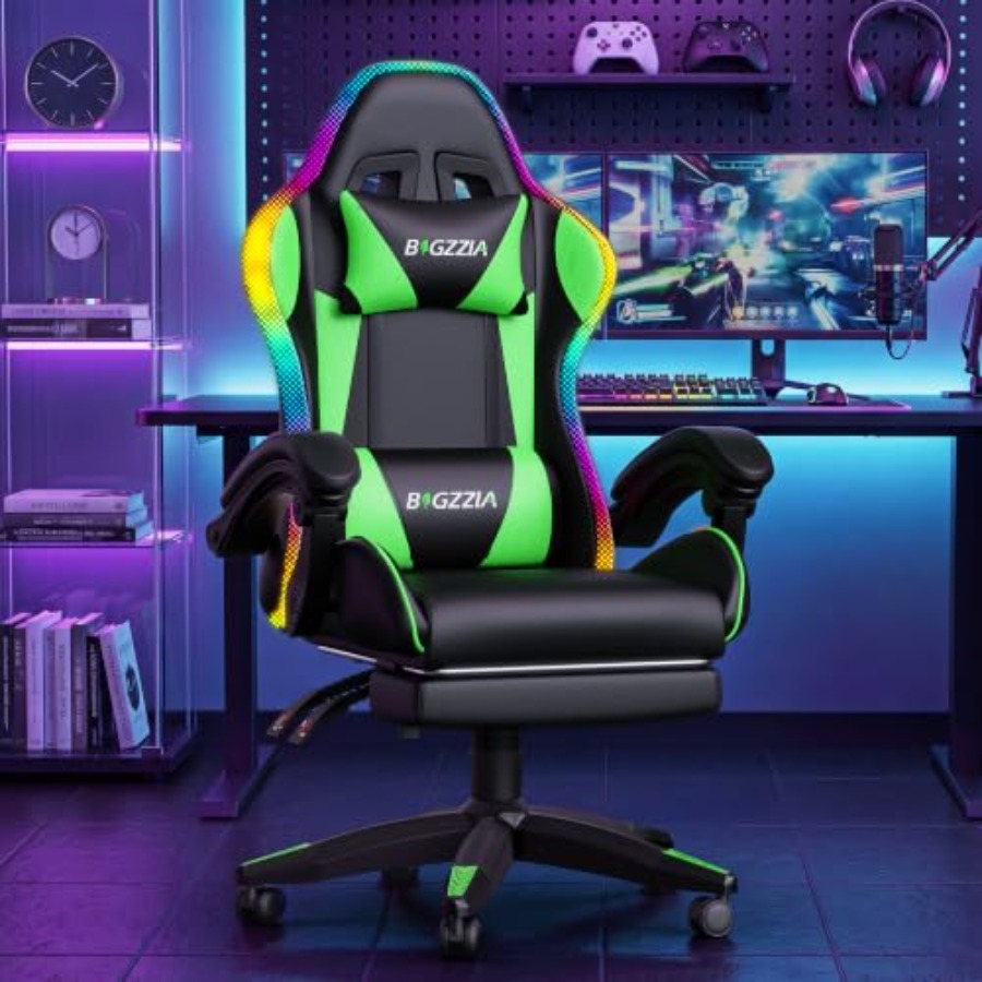 성인/어린이용 발받침대와 요추 마사지 기능이 있는 RG - Rgb Gaming Chair 리뷰 및 가격