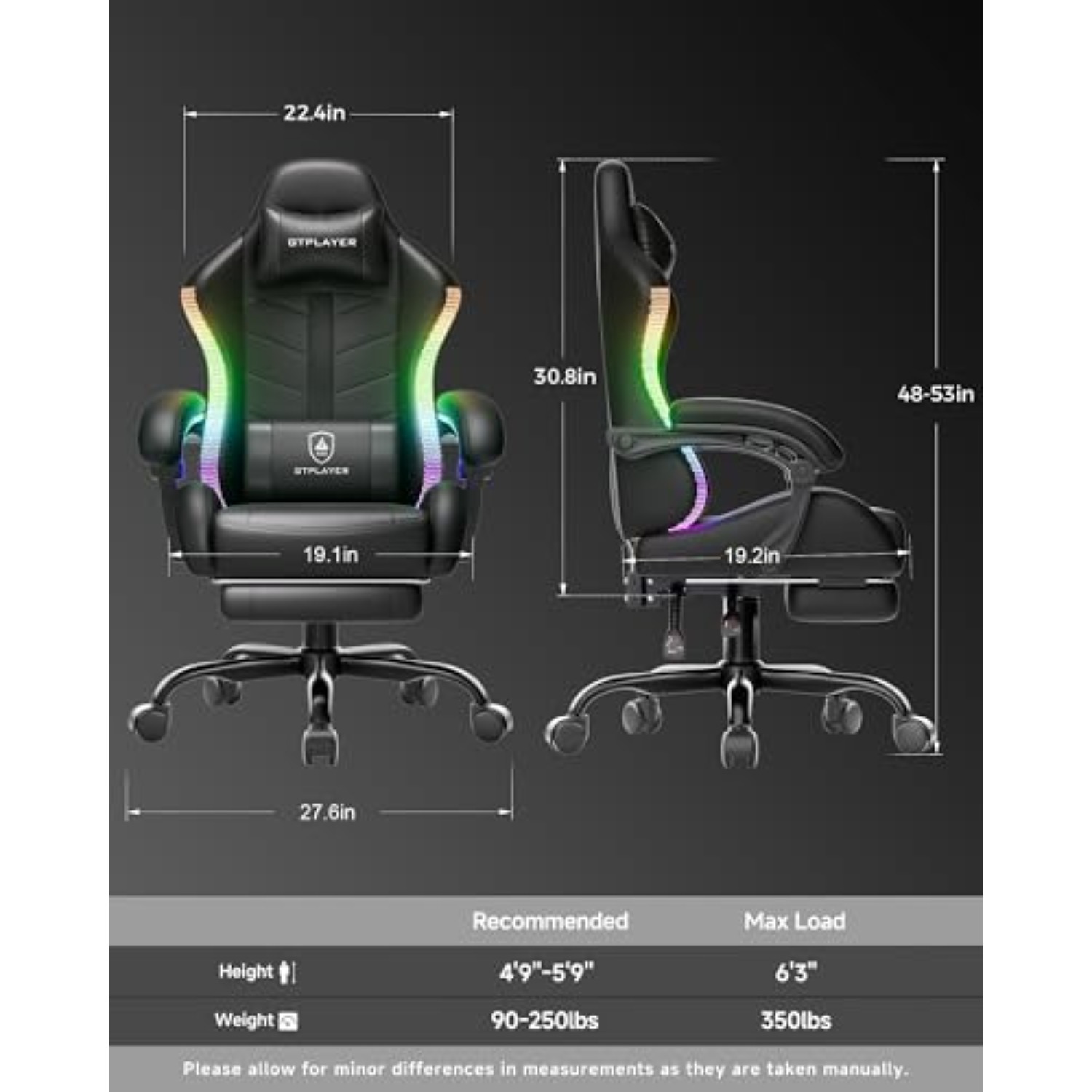 게이밍 의자, 성인용 컴퓨터 게임 의자, RGB 블랙  - Rgb Gaming Chair 리뷰 및 가격